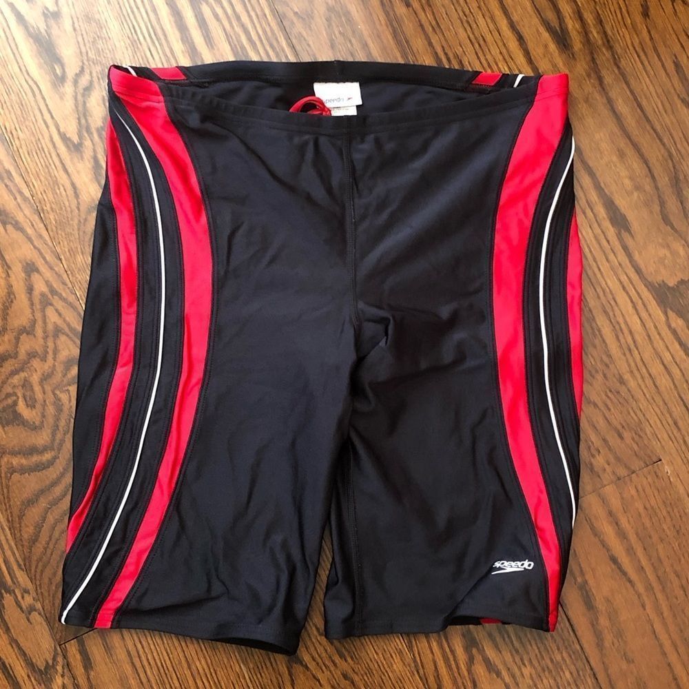Speedo Performance Race Tech Ii Black And Red Mens Competition Jammers Sz 38 Nwt — image 6 of 8